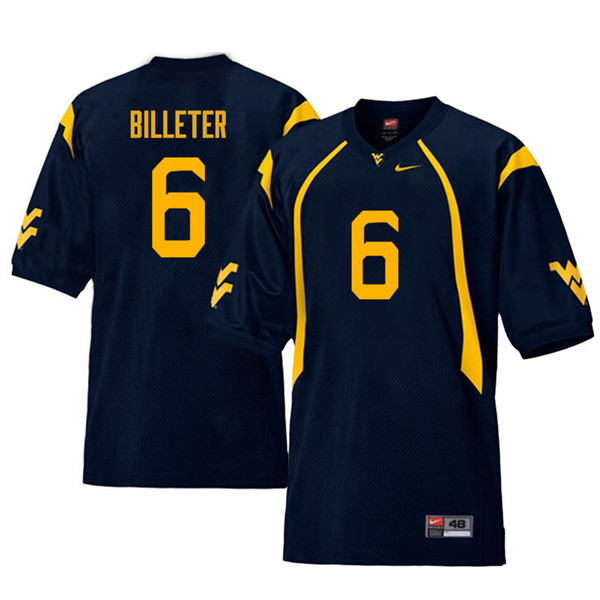 NCAA Men's Will Billeter West Virginia Mountaineers Navy #6 Nike Stitched Football College Retro Authentic Jersey OC23S13GN